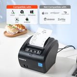 Bluetooth Thermal Receipt Printer P047, 80Mm Pos Printer, Thermal Printer With Usb Serial Ethernet, Bluetooth, Support Android Windows Pc (Do Not Support Ios Paypal Doordash Grubhub Vagaro)