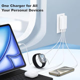 Flat Usb Wall Charger, 40W 4Port Usb And Usb C Fast Charging Block Pd+Qc Foldable Wall Plug Power Adapter Multiports For Iphone 16 15 14 13 Ipad Galaxy S24 A54 Android Watch Earbuds-3Pack