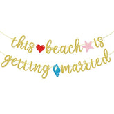 This Beach Is Getting Married Banner, Beach Bachelorette Banner,Bachelorette Engagement Party Decor (Gold Glitter)