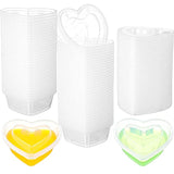 48 Pcs Valentine‘S Day Heart Shaped Storage Containers 4 Oz Heart Plastic Containers With Lids Transparent Small Clear Box Portion Cups For Diy Craft Making Liquid Foam Ball Soft Clay