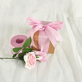 2 Inch X 25 Yards Wide Pink Crinkled Ribbon Silk-Like Wrinkled Ruffled