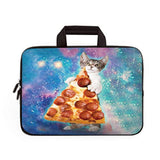14 15 15.4 15.6 Inch Laptop Handle Bag Computer Protect Case Pouch Holder Notebook Sleeve Neoprene Cover Soft Carrying Travel For Dell Lenovo Toshiba Hp Chromebook Asus Acer (Cute Pizza Cat)