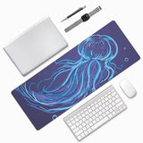 Laptop Mouse Pad Beautiful Drawn Jellyfish Desk Mat With Stitched Edges 31.5X 11.8 Inch Non-Slip Large Keyboard Rubber Writing Table Mat For Office Home