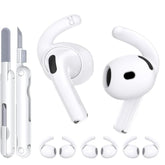 For Airpods 4 Ear Tips 4 Paris Anti-Slip Sport Ear Hooks Soft Silicone Ear Grips Compatible With Apple Airpods 4 For Men Women With Cleaning Pen Kit And Carabiner (White)