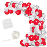 Red White Silver Balloon Garland Arch Kit, 122Pcs Red White Balloons Metallic Silver Balloons For Brithday Wedding Anniversary Engagement Bridal Shower Christmas Party Decorations