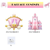 4Pcs Princess Birthday Party Balloons With 30Inch Castle Carriage Foil Balloons For Girl Princess Baby Shower Decorations(4Pcs Set)