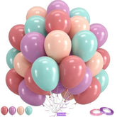 Pink And Green Balloons, 50Pcs 12 Inch Dusty Retro Pink Purple Blue Fairy Balloons For Girls Fairy First Birthday Party Decorations Spring Garden Birthday Tea Party Baby Shower Decor