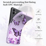 Samsung Galaxy A07 4G Case with 2 PCS Screen Protectors, Soft Liquid Silicone Anti-Scratch Protective Shockproof Florals Cover for Samsung Galaxy A07 (Purple Butterfly, Samsung Galaxy A07 4G)