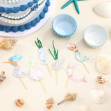48 Pcs Mermaid Cupcake Kit Include 24 Mermaid Cake Topper 24 Ocean Cupcake Liners For Birthday Graduation Party Supplies Seahorse Shell Seaweed Conch Under The Sea Cake Decoration