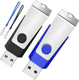 2Gb Flash Drive 2 Pack, Usb 2.0 Thumb Drives Jump Pen Drive Memory Stick With Led Light And Lanyards For Storage And Backup (Black Blue)
