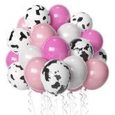 60PCS Cow Print & Pink Balloons – 12" Latex Balloons for Cowgirl, Farm, or Birthday Parties