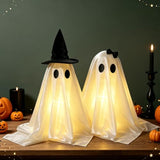 Halloween Decorations Indoor, 25.9 Inch Light Up Ghost Decorations Set of 2 with Timer, DIY Spooky Crafts Kit for Mantel Shelf Tabletop, White Ghosts for Home Party
