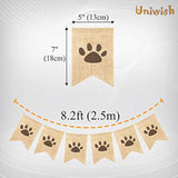 Dog Paw Print Banner Puppy Animal Theme Birthday Party Decorations, Rustic Burlap Bunting Pet Party Supplies Garland Photo Props