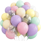 Pastel Rainbow Party Balloons Assorted Colors, Pastel Light Purple Pink Yellow Green Latex Multicolor Easter Balloons For Girl Colorful Spring Candy Birthday Bridal Baby Shower Party Decorations