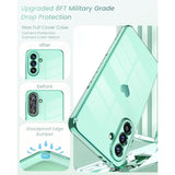 For Samsung Galaxy A36 5G Case With 2X Screen Protector, For Girl Women Cute Girly Love-Heart Luxury Gold Soft Cover Camera Protection Bumper Silicone Shockproof Phone Case (Mint)