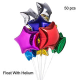 50pcs Star Shaped Foil Balloons β 18" Helium Mylar, Reusable Party Decor