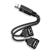 Usb Splitter 1 In 2 Out Usb 2.0 Y Cable Male To 2 Female Usb Port Extender Cor