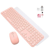 Cute Wireless Keyboard And Mouse Combo Slim 2.4Ghz Usb Cordless Full Size Silent Retro Keyboard And Mouse Set For Pc Computer,Laptop,Windows,Mac,Tablets?Upgraded Peach?
