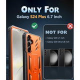 For Samsung Galaxy S24-Plus Case: Military Grade Phone Case With Kickstand | Built-In Screen Protector Protective Rugged Shockproof Durable Drop Proof Phone Cover For Galaxy S24 Plus 5G Orange