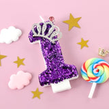 Purple Birthday Candle Crown Number 1 Candles 1St Cake Candle,Purple Birthday Cake Topper Cupcake Decorations Party Decor For Girls And Women Anniversary Celebrations Supplies Favors