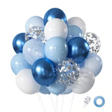 60pcs Blue & White Metallic Chrome Balloons β 12" Pearl Party Balloons for Weddings and Showers
