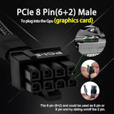 (2-Pack) 8 Pin Pcie Cable For Evga Power Supply, Pcie 8 Pin Male To 8 Pin (6+2) Male Pci Express Power Adapter Sleeved 25-Inch (63Cm)