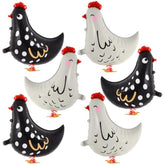 6pcs Walking Chicken Balloons 20" Foil Farm Animal Party Decor for Baby Showers & Birthdays