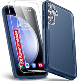 For Samsung Galaxy S23 Fe Case, 3 In 1 Galaxy S23 Fe 5G Case With 2Pcs Tempered Glass Screen Protector, 10Ft Military Grade Defense, Heavy Duty Protection (Blue)