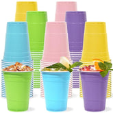 50Pcs Pastel Color Plastic Cups 16Oz Party Supplies Light Pink Purple Blue Yellow Green Plastic Cup Disposable Cups For Wedding Birthday Bridal Baby Shower Summer Bachelorette Party Decor Favor