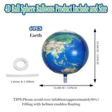 22" Round Sphere Globe Foil Balloons,6 Pcs Earth-Printed Mylar Balloons