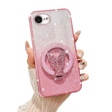 Clear Bling Soft TPU Shockproof Protection Case for iPhone 16E/SE4 with Magsafe Compatibility, Rose Gold, Includes Butterfly Kickstand and Lanyard