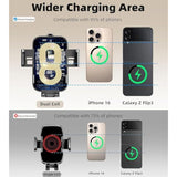Dual Coil 15W Car Phone Holder (Not Easy To Disconnect) Wireless Car Charger -Auto Clamping- Charging Phone Holders For Your Car Dash Vent Windshield, For Flip S24/S23/S22/S21, Iphone Series