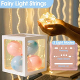 Baby Boxes With Letters For Baby Shower Decoration, 4 Pcs Clear Baby Balloon Boxes Blocks With Led Fairy String Lights 38 Balloons For Boy Girl Gender Reveal Birthday Party (White)