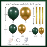126pcs Emerald Green & Gold Balloon Garland Kit for Baby Showers and Party Decor
