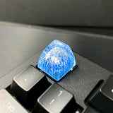 Handmade Mt .Fuji Backlit Resin Artisan Keycap R4/Esc Key Cap Shine Through Translucent Sa Profile For Cherry Mx Switch Gaming Mechanical Keyboard,Snow Mountain Under Blue Skies (Blue)