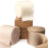 Ivory Champagne Silk Satin Ribbon 1.5 Inch X 30 Yard Handmade Frayed Chiffon Ribbon For Gift Wrapping Wedding Invitations Bridal Bouquets Home Decor