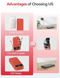 12000Mah Lightweight-Portable-Charger-Power-Bank With Built-In Cables And Ac Wall Plug, Pd20W Usb-C Fast Charging Battery Pack, Led Display External Travel Phone Charger For All Iphone,Samsung,Android