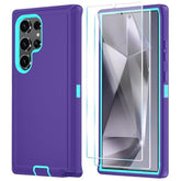 Compatible With Samsung Galaxy S24 Ultra Case With Hd Screen Protector, Heavy Duty Shockproof & Dropproof 3-Layer Cover Phone Case For Galaxy S24 Ultra 6.8'',Purpleskyblue