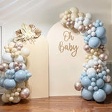 Dusty Blue And Gold Balloons, 60 Pcs 12 Inch Slate Fog Pastel Baby Blue Sand White And Gold Balloons For Baby Boy Shower Bridal Shower Birthday Wedding Party Decorations