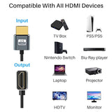 Flexible Hdmi To Hdmi Cable Right Angled 90° 1Ft, Ultra Thin And Slim Hdmi Cor