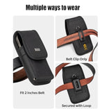 Nylon Holster For Large Iphone Plus, Pro Max Models 16 15 14 13 12 11 Xs Max, Samsung Galaxy Plus S25+ S24+ S23+ S22+, Cell Phone Belt Holder Case With Clip, Pouch Fits Protective Cover, Black