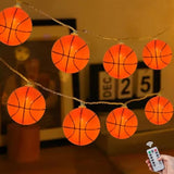 Basketball Decorations String Lights Battery Operated, 6.8Ft 10 Led Light Up Basketball Light With Timer, Indoor Outdoor