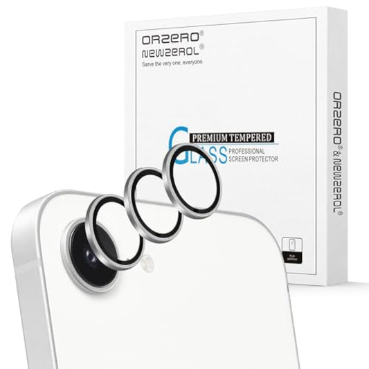 (3 Pack) Camera Lens Protector Compatible For Iphone 16E, Protector De Cámera Individual 3D Alloy Metal Ring Glass Cover Cd Pattern Case Friendly Original Color - Silver