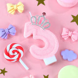 Pink Birthday Candle Crown Number 3 Candles Cake Candle,Pink Birthday Cake Topper Cupcake Decorations Party Decor For Girls And Women Anniversary Celebrations Supplies Favors