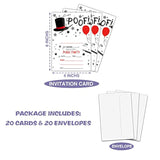 Magic Birthday Party Invitation, Magician Themed Fill-In Invites, 20 Invitations With Envelopes For Friends (4" X 6"), Magical Party Favors Decorations And Supplies -58