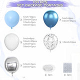 Blue Silver Balloon Arch Kit with Confetti Balloons for Party & Celebration