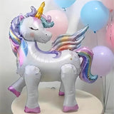 5-Pc Self-Standing Unicorn Balloon Set 3D Rainbow & Star Foil Decor