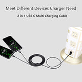 Usb Type C Splitter Charging Cable,4.9Ft 2 In 1 Multi Charging Cable, Usb A To