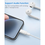 MoKo USB C to Lightning Adapter, Lightning Male to USB C Female Adapter Compatible with iPhone 14/13/12/11 Pro Max/iPad/iPod/AirPods, Support Charging, Data Transfer, Earpods & OTG Function, White