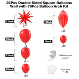 36Pcs Red Square Foil Balloons Wall Backdrop With 79Pcs Balloon Garland Arch Kit, Double Sided Balloons For Birthday Bridal Shower Anniversary New Year Valentine'S Day Prom Party Decorations